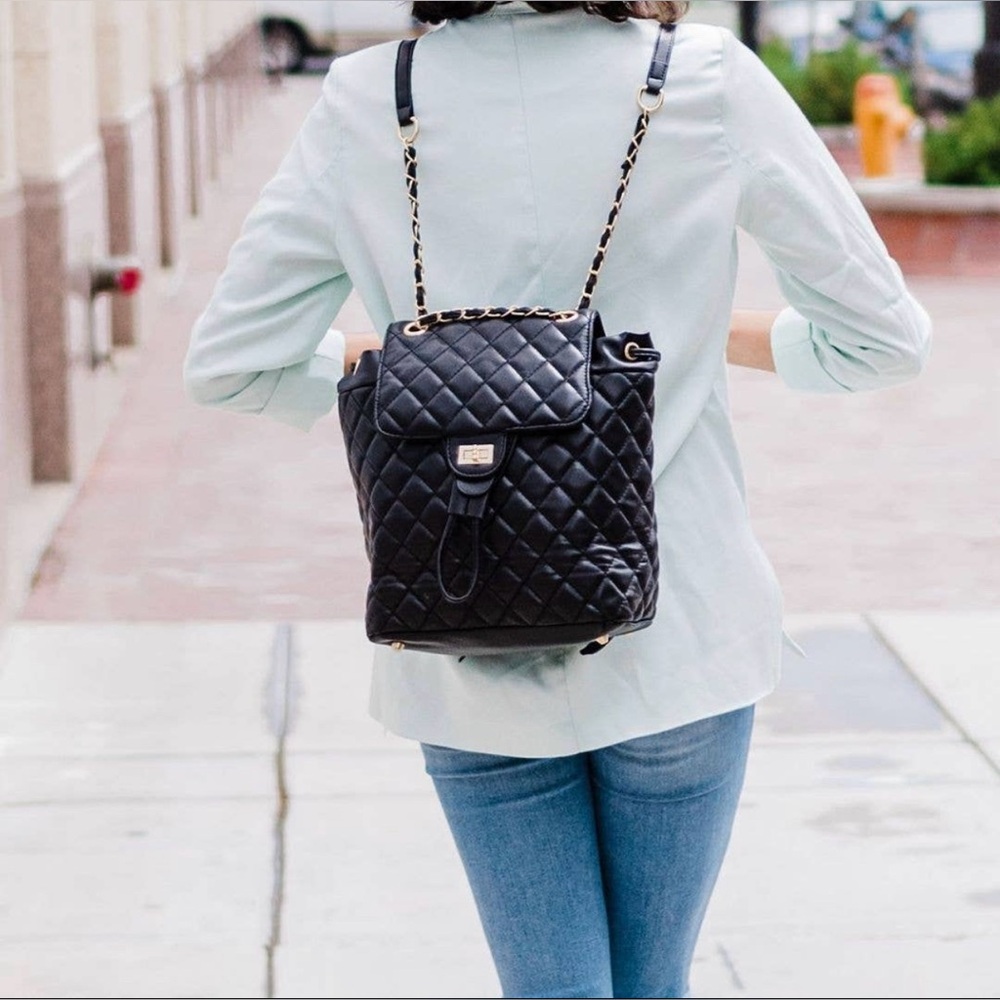 Lottie quilted black convertible backpack handbag
